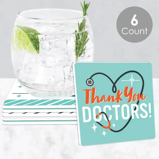 Big Dot of Happiness Thank You Doctors - Funny Doctor Appreciation Week Decorations - Drink Coasters - Set of 6 {3}