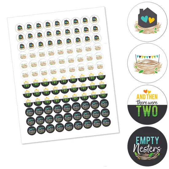 Big Dot of Happiness Empty Nesters - Empty Nest Party Round Candy Sticker Favors - Labels Fits Chocolate Candy (1 sheet of 108) {3}
