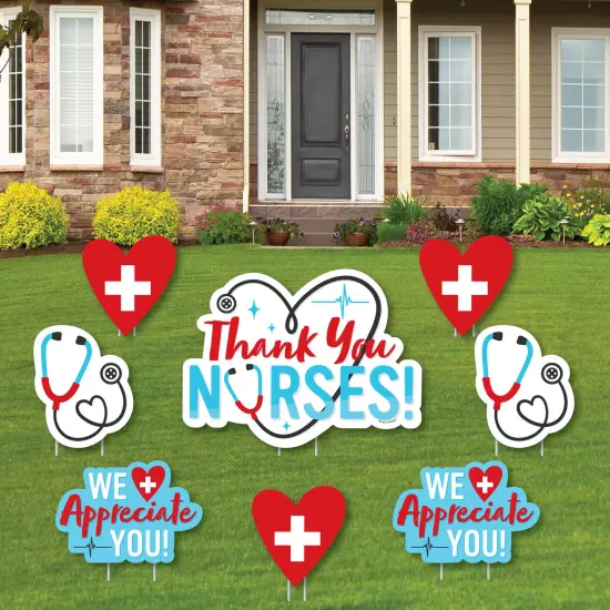 Big Dot of Happiness Thank You Nurses - Yard Sign and Outdoor Lawn Decorations - Nurse Appreciation Week Yard Signs - Set of 8 {1}