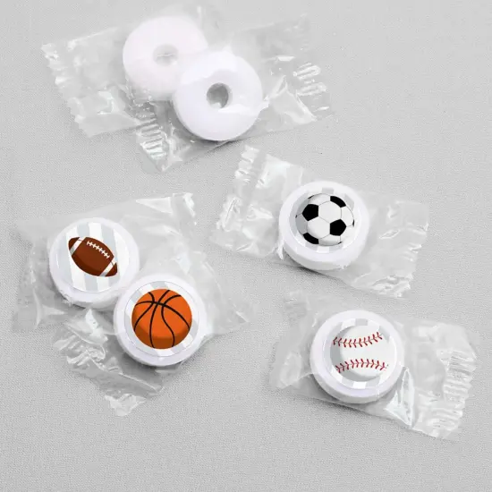 Big Dot of Happiness Go, Fight, Win - Sports - Baby Shower or Birthday Party Round Candy Sticker Favors - Labels Fits Chocolate Candy (1 sheet of 108) {4}