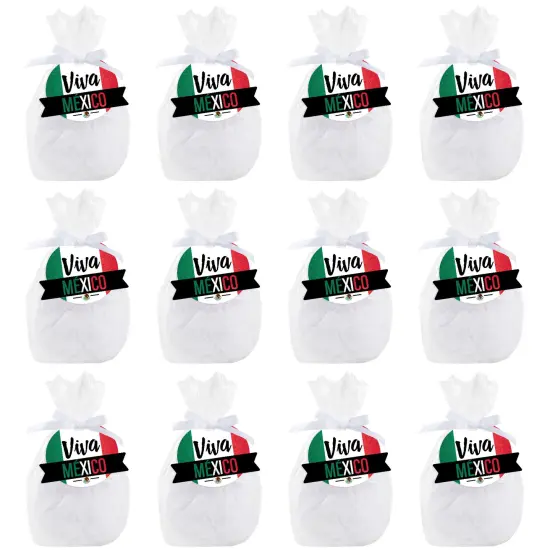 Big Dot of Happiness Viva Mexico - Mexican Independence Day Party Clear Goodie Favor Bags - Treat Bags With Tags - Set of 12 {7}