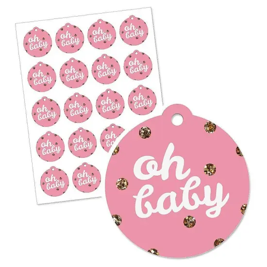 Big Dot of Happiness Hello Little One - Pink and Gold - Girl Baby Shower Party Favor Gift Tags (Set of 20) {3}