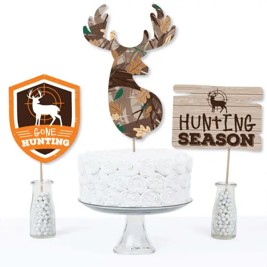 Big Dot of Happiness Gone Hunting - Deer Hunting Camo Baby Shower or Birthday Party Centerpiece Sticks - Table Toppers - Set of 15 {4}