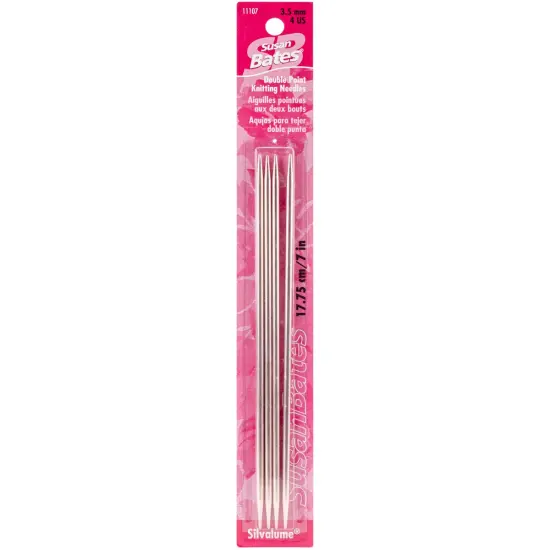 Susan Bates Silvalume Double Point Knitting Needles 7" 4/Pkg-Size 4/3.5mm {1}