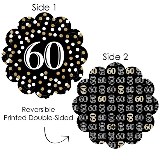 Big Dot of Happiness Adult 60th Birthday - Gold - Birthday Party Round Table Decorations - Paper Chargers - Place Setting For 12 {4}
