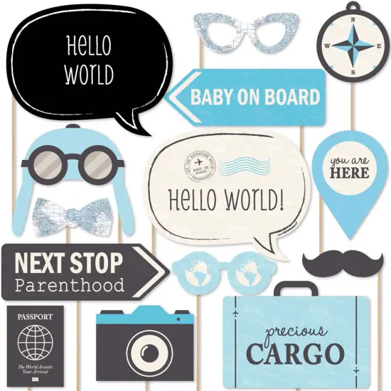 Big Dot of Happiness Precious Cargo - Blue - Boy Baby Shower Photo Booth Props Kit - 20 Count {1}