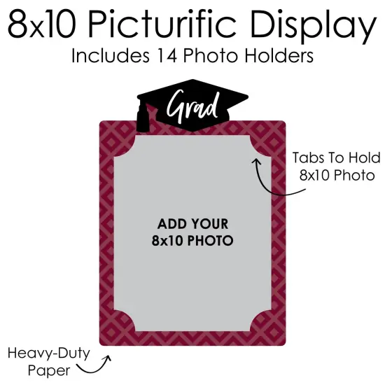 Big Dot of Happiness Maroon Graduation 8 x 10 inches K-12 School Photo Holder - DIY Party Decor - Picturific Display {7}