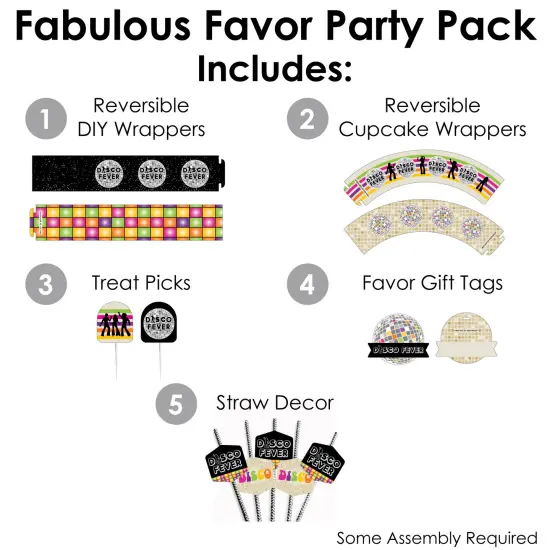 Big Dot of Happiness 70&rsquo;s Disco - 1970s Disco Fever Party Favors and Cupcake Kit - Fabulous Favor Party Pack - 100 Pieces {3}