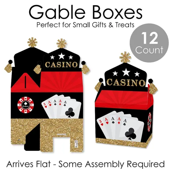 Big Dot of Happiness Las Vegas - Treat Box Party Favors - Casino Party Goodie Gable Boxes - Set of 12 {7}