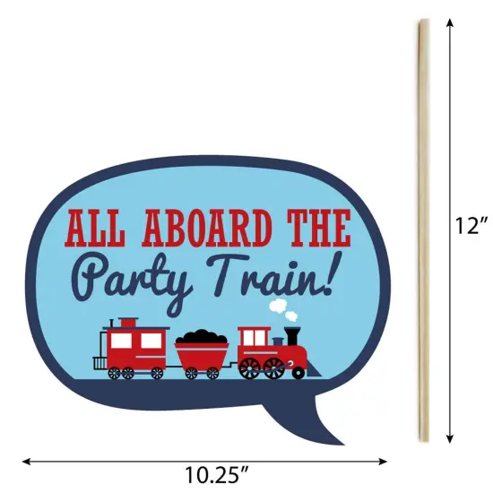 Big Dot of Happiness Funny Railroad Party Crossing - Steam Train Birthday Party or Baby Shower Photo Booth Props Kit - 10 Piece {6}