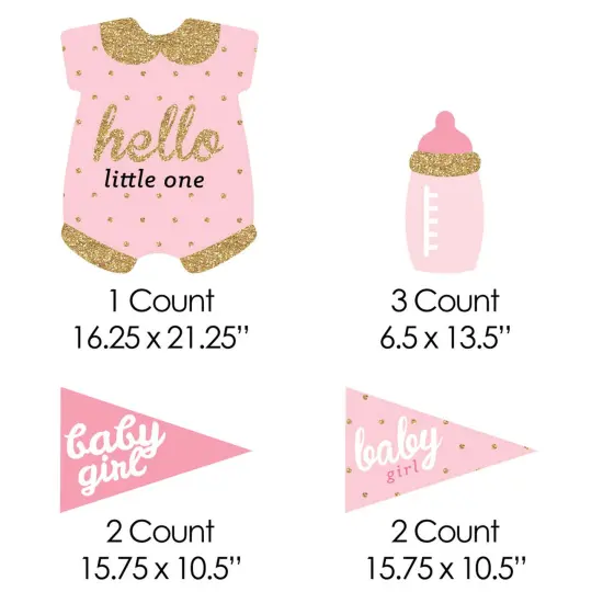 Big Dot of Happiness Hello Little One - Pink and Gold - Yard Sign & Outdoor Lawn Decorations - Girl Baby Shower Yard Signs - Set of 8 {7}