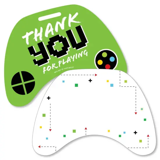 Big Dot of Happiness Game Zone - Shaped Thank You Cards - Pixel Video Game Party or Birthday Party Thank You Note Cards with Envelopes - Set of 12 {1}