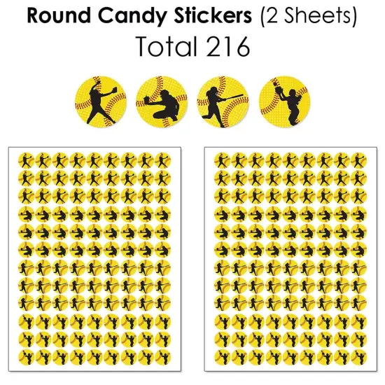 Big Dot of Happiness Grand Slam - Fastpitch Softball - Birthday Party or Baby Shower Candy Favor Sticker Kit - 304 Pieces {6}
