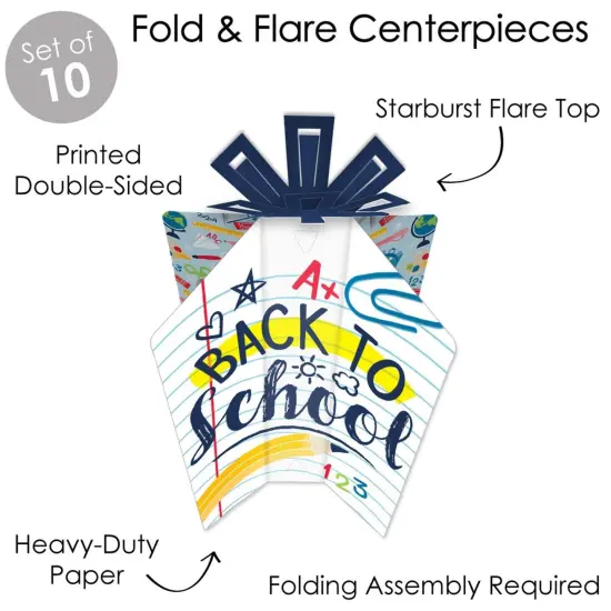 Big Dot of Happiness Back to School - Table Decorations - First Day of School Classroom Fold and Flare Centerpieces - 10 Count {4}