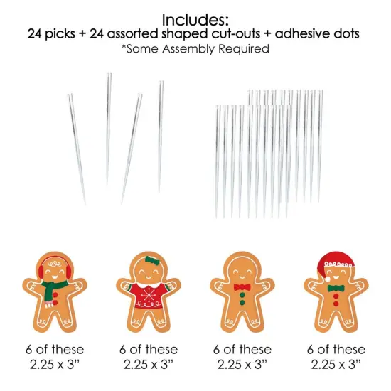 Big Dot of Happiness Gingerbread Christmas - Dessert Cupcake Toppers - Gingerbread Man Holiday Party Clear Treat Picks - Set of 24 {7}