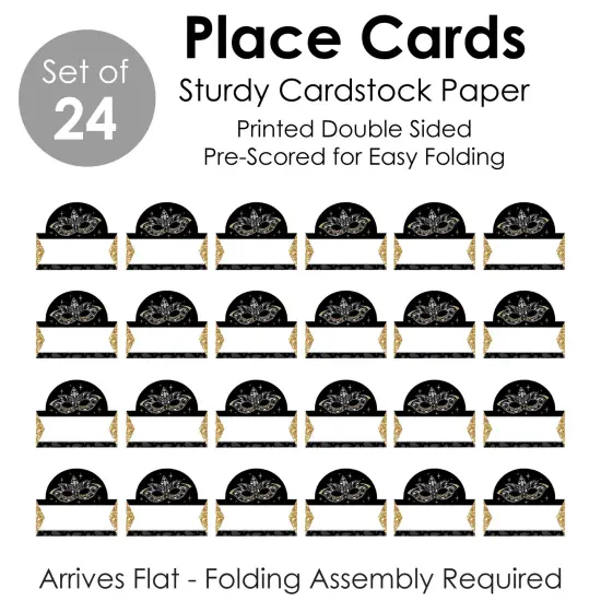 Big Dot of Happiness Masquerade - Mask Party Tent Buffet Card - Table Setting Name Place Cards - Set of 24 {7}