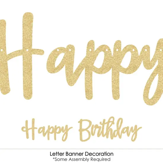 Big Dot of Happiness 70's Disco - 1970s Disco Fever Party Letter Banner Decor - 36 Cutouts & No-Mess Real Gold Glitter Happy Birthday Banner Letters {6}