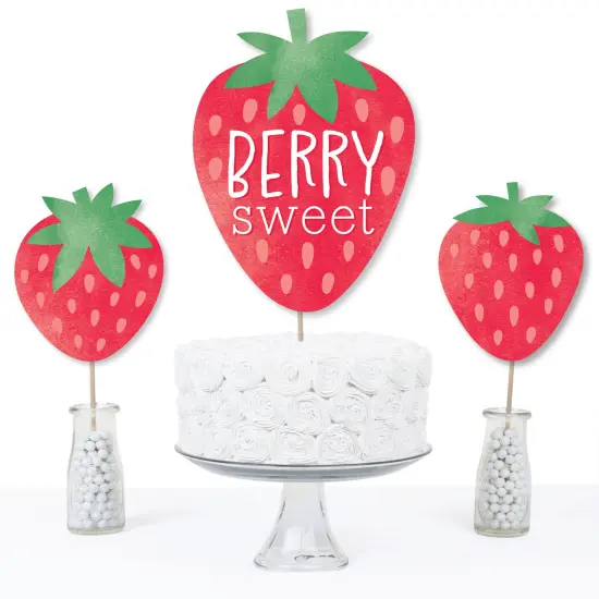 Big Dot of Happiness Berry Sweet Strawberry - Fruit Themed Birthday Party or Baby Shower Centerpiece Sticks - Table Toppers - Set of 15 {4}