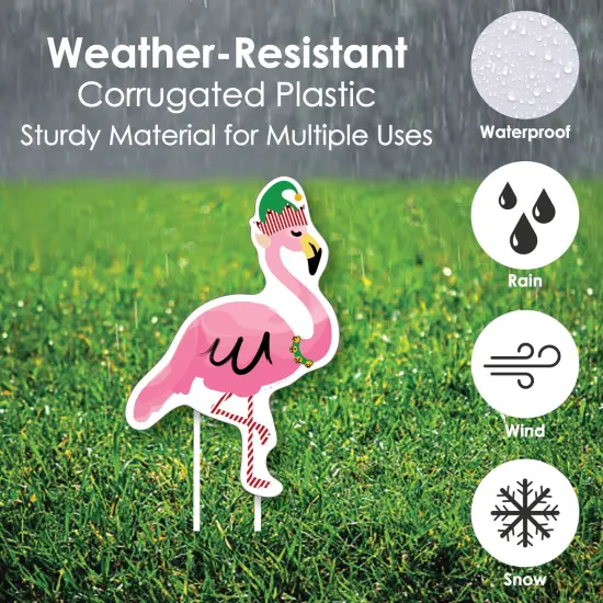 Big Dot of Happiness Flamingle Bells - Yard Sign and Outdoor Lawn Decorations - Tropical Flamingo Christmas Yard Signs - Set of 8 {4}