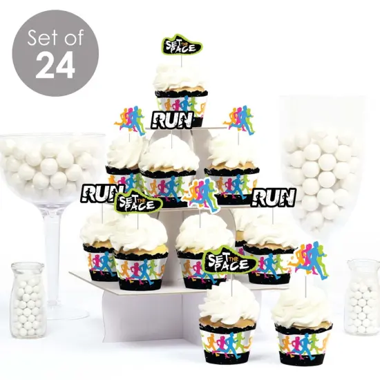 Big Dot of Happiness Set the Pace - Running - Cupcake Decor - Track, Cross Country, or Marathon Party Cupcake Wrappers & Treat Picks Kit - Set of 24 {3}