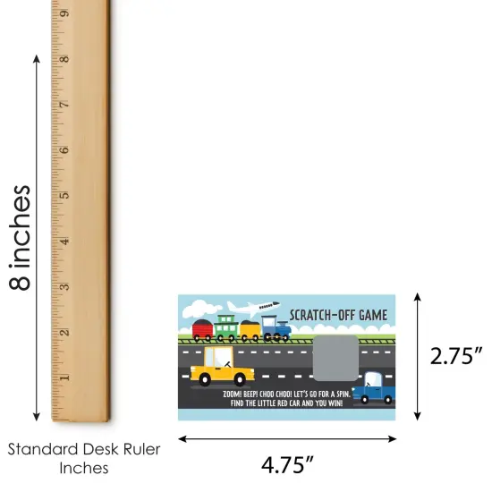 Big Dot of Happiness Cars, Trains, and Airplanes - Transportation Birthday Party Game Scratch Off Cards - 22 Count {7}