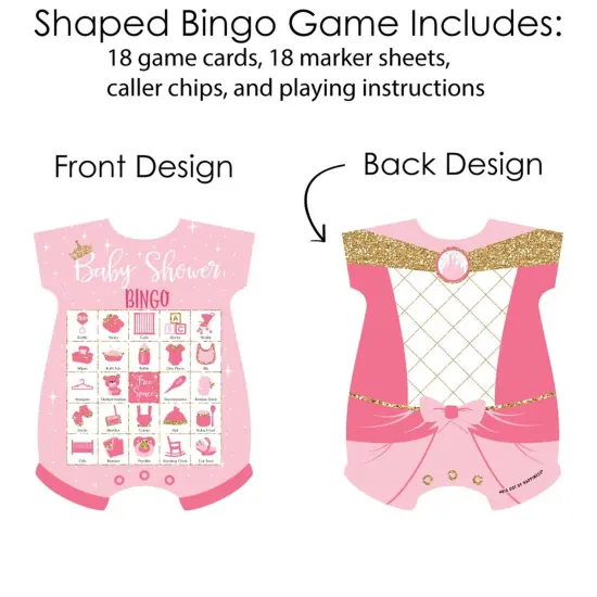 Big Dot of Happiness Little Princess Crown - Picture Bingo Cards and Markers - Pink and Gold Princess Baby Shower Shaped Bingo Game - Set of 18 {4}