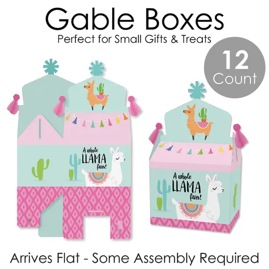 Big Dot of Happiness Whole Llama Fun - Treat Box Party Favors - Llama Fiesta Baby Shower or Birthday Party Goodie Gable Boxes - Set of 12 {7}