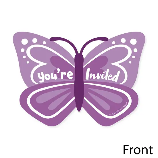 Big Dot of Happiness Beautiful Butterfly - Shaped Fill-In Invitations Floral Baby Shower or Birthday Party Invitation Cards with Envelopes - Set of 12 {4}