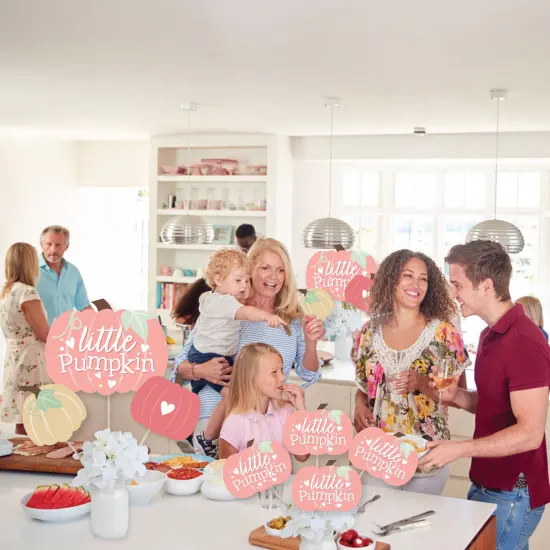 Big Dot of Happiness Girl Little Pumpkin - Fall Birthday Party or Baby Shower Centerpiece Sticks - Showstopper Table Toppers - 35 Pieces {6}