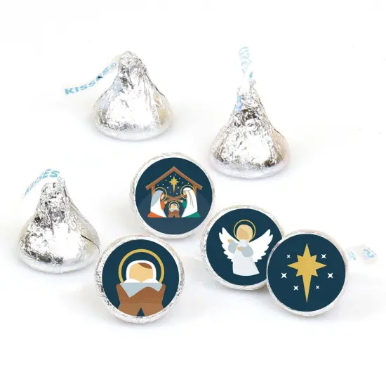 Big Dot of Happiness Holy Nativity - Manger Scene Religious Christmas Round Candy Sticker Favors - Labels Fits Chocolate Candy (1 sheet of 108) {1}