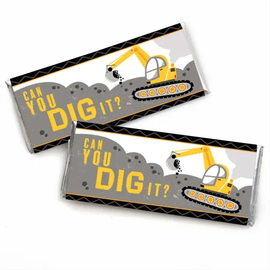Big Dot of Happiness Dig It - Construction Party Zone - Candy Bar Wrapper Baby Shower or Birthday Party Favors - Set of 24 {1}
