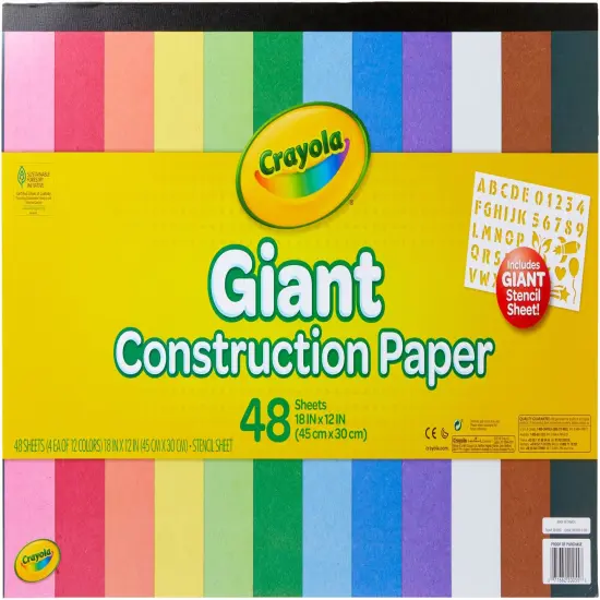 Crayola Giant Construction Paper Pad 18"X12"-48 Sheets W/Stencil {1}