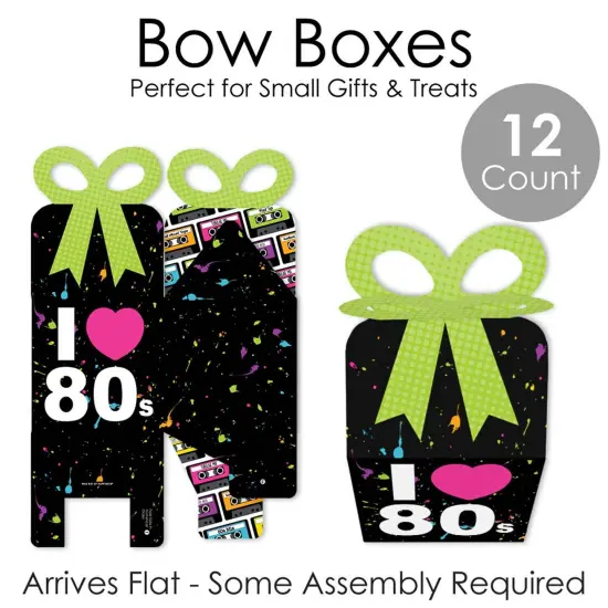 Big Dot of Happiness 80's Retro - Square Favor Gift Boxes - Totally 1980s Party Bow Boxes - Set of 12 {7}