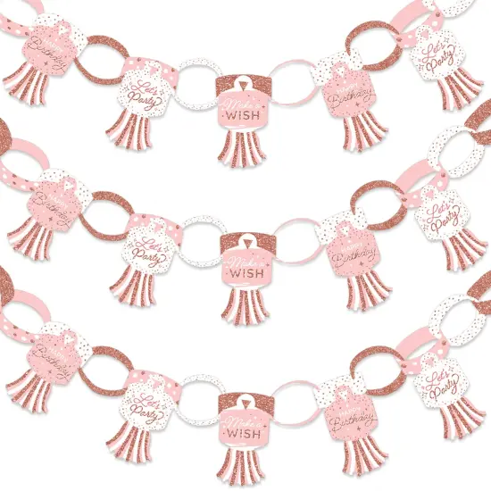 Big Dot of Happiness Pink Rose Gold Birthday - 90 Chain Links and 30 Paper Tassels Decoration Kit - Happy Birthday Party Paper Chains Garland - 21' {1}