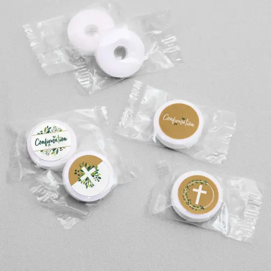 Big Dot of Happiness Confirmation Elegant Cross - Religious Party Round Candy Sticker Favors - Labels Fits Chocolate Candy (1 sheet of 108) {4}