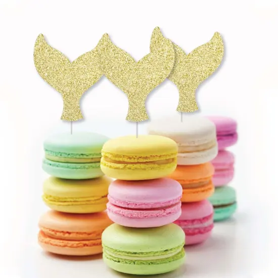 Big Dot of Happiness Gold Glitter Mermaid Tail - No-Mess Real Gold Glitter Cut-Outs - Baby Shower or Birthday Party Confetti - Set of 24 {6}