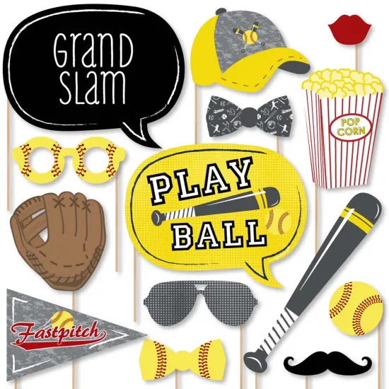 Big Dot of Happiness Grand Slam - Fastpitch Softball - Birthday Party or Baby Shower Photo Booth Props Kit - 20 Count {1}