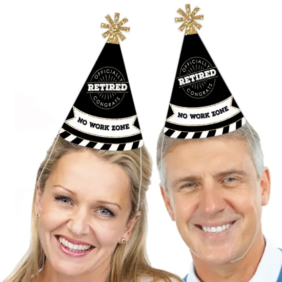 Big Dot of Happiness Happy Retirement - Cone Party Hats for Adults - Set of 8 (Standard Size) {3}