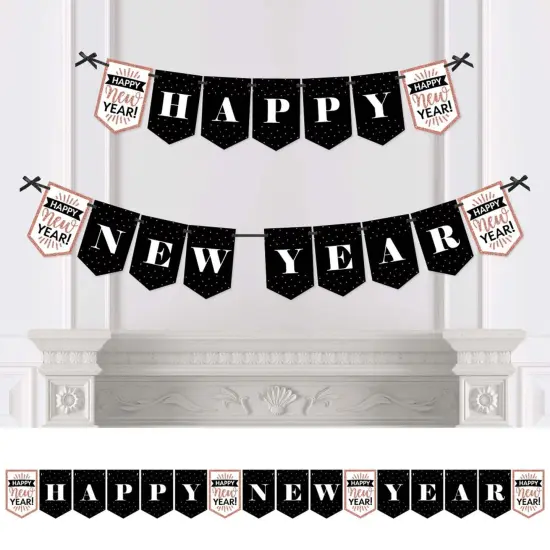 Big Dot of Happiness Rose Gold Happy New Year - New Year's Eve Party Bunting Banner - Party Decorations - Happy New Year {1}