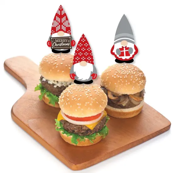 Big Dot of Happiness Christmas Gnomes - Dessert Cupcake Toppers - Holiday Party Clear Treat Picks - Set of 24 {4}