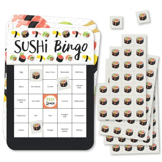 Big Dot of Happiness Let&rsquo;s Roll - Sushi - Bingo Cards and Markers - Japanese Party Bingo Game - Set of 18 {1}