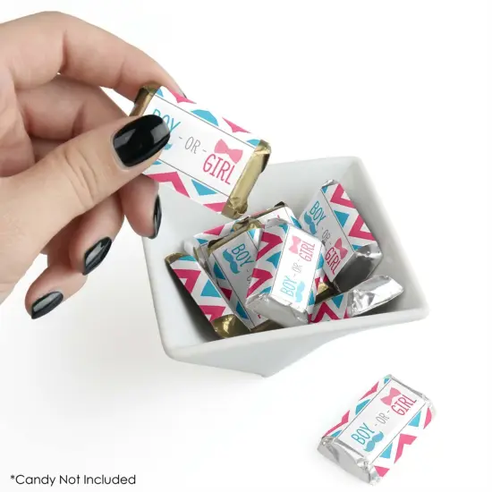 Big Dot of Happiness Chevron Gender Reveal - Mini Candy Bar Wrapper Stickers - Gender Reveal Small Favors - 40 Count {3}