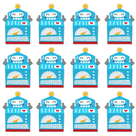 Big Dot of Happiness Gear Up Robots - Treat Box Party Favors - Birthday Party or Baby Shower Goodie Gable Boxes - Set of 12 {6}