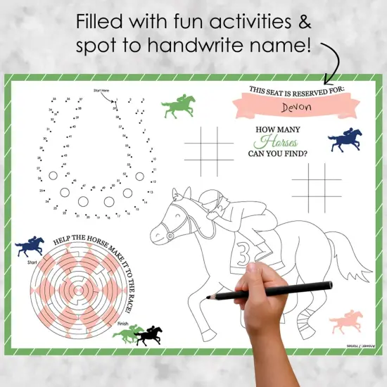 Big Dot of Happiness Kentucky Horse Derby - Paper Horse Race Party Coloring Sheets - Activity Placemats - Set of 16 {3}