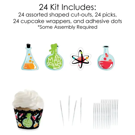 Big Dot of Happiness Scientist Lab - Cupcake Decoration - Baby Shower or Birthday Party Cupcake Wrappers and Treat Picks Kit - Set of 24 {6}