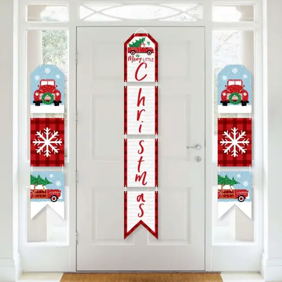Big Dot of Happiness Merry Little Christmas Tree - Hanging Vertical Paper Door Banners - Red Christmas Party Wall Decoration Kit - Indoor Door Decor {1}