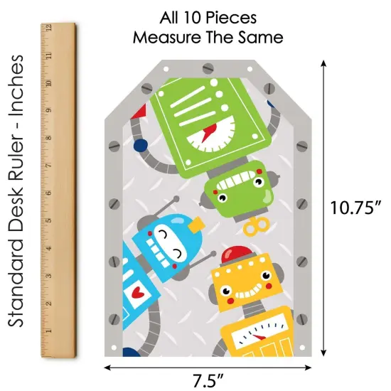 Big Dot of Happiness Gear Up Robots - Hanging Vertical Paper Door Banners - Birthday Party or Baby Shower Wall Decoration Kit - Indoor Door Decor {7}