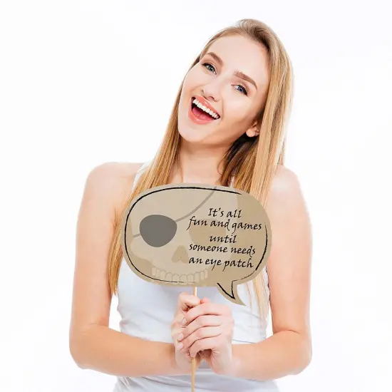 Big Dot of Happiness Funny Beware of Pirates - Pirate Birthday Party Photo Booth Props Kit - 10 Piece {3}