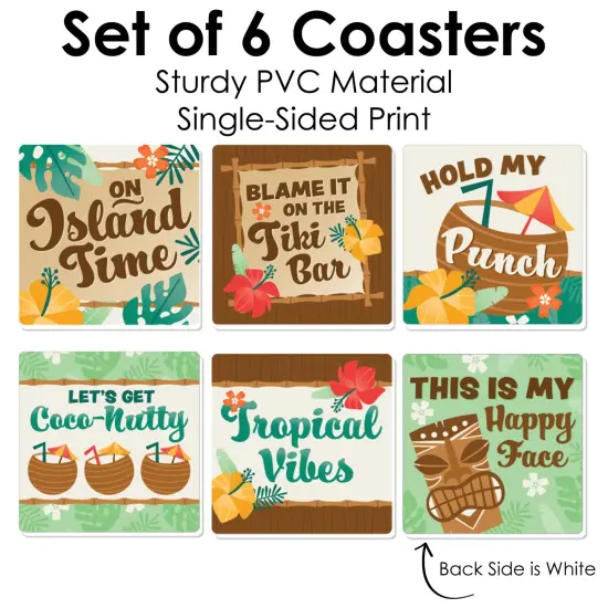 Big Dot of Happiness Tropical Luau - Funny Hawaiian Beach Party Decorations - Drink Coasters - Set of 6 {6}