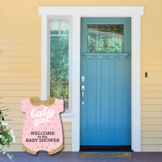 Big Dot of Happiness Hello Little One - Pink and Gold - Party Decorations - It's A Girl Baby Shower Welcome Yard Sign {6}